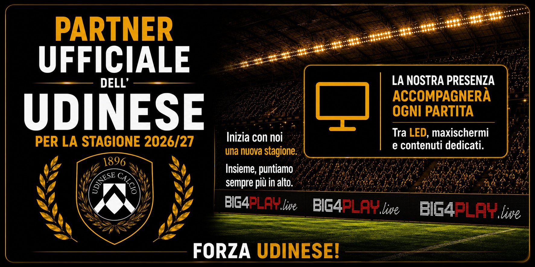 Big4play.live, Partner Ufficiale dell’Udinese per la stagione 2026/27